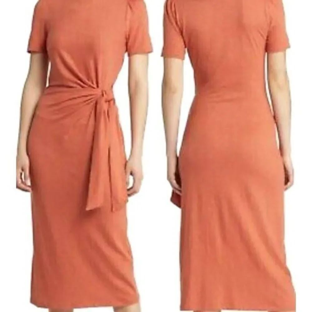 BODEN Knot Front Jersey Midi Dress in orange sz 4R